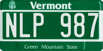 VT license plate NLP987