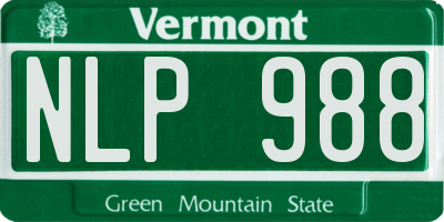 VT license plate NLP988