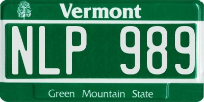 VT license plate NLP989