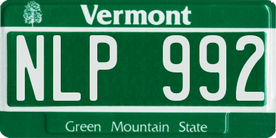 VT license plate NLP992