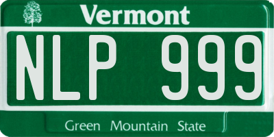 VT license plate NLP999