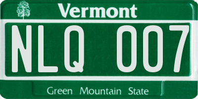 VT license plate NLQ007