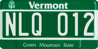 VT license plate NLQ012