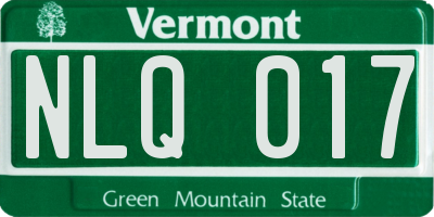 VT license plate NLQ017