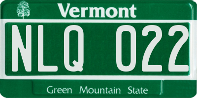 VT license plate NLQ022
