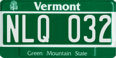 VT license plate NLQ032