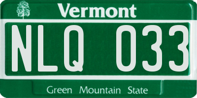 VT license plate NLQ033