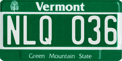 VT license plate NLQ036