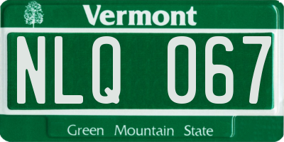 VT license plate NLQ067