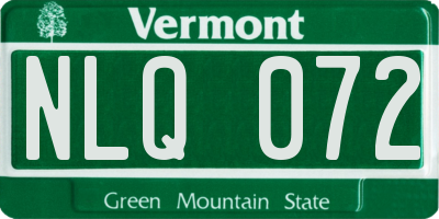 VT license plate NLQ072
