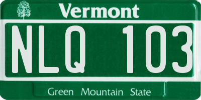 VT license plate NLQ103