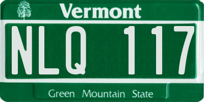 VT license plate NLQ117
