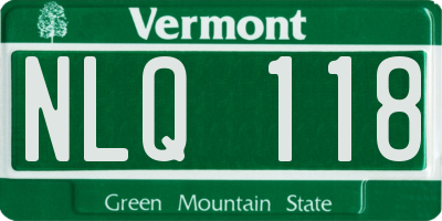 VT license plate NLQ118