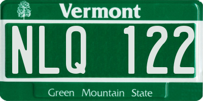 VT license plate NLQ122