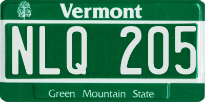 VT license plate NLQ205