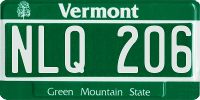 VT license plate NLQ206