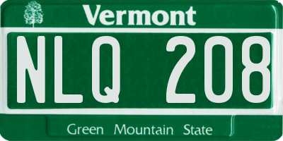 VT license plate NLQ208