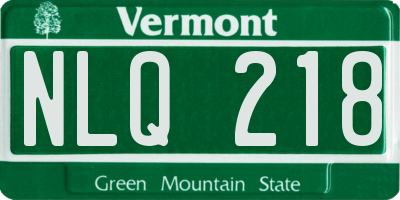 VT license plate NLQ218