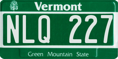 VT license plate NLQ227