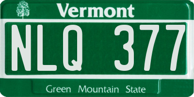 VT license plate NLQ377