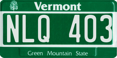 VT license plate NLQ403