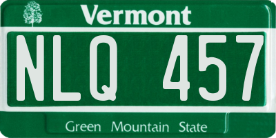 VT license plate NLQ457