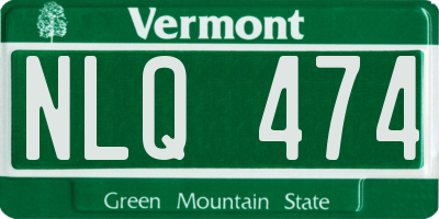 VT license plate NLQ474
