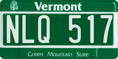 VT license plate NLQ517