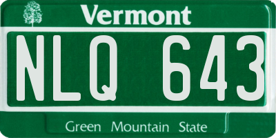 VT license plate NLQ643