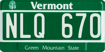 VT license plate NLQ670
