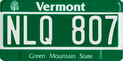 VT license plate NLQ807