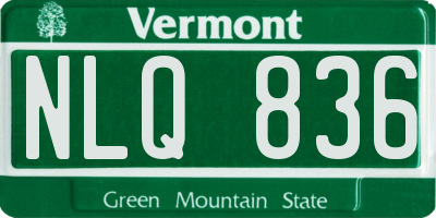 VT license plate NLQ836