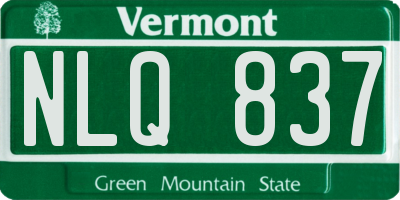 VT license plate NLQ837