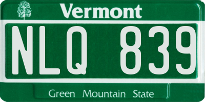 VT license plate NLQ839