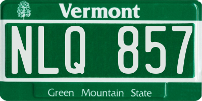 VT license plate NLQ857