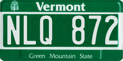VT license plate NLQ872