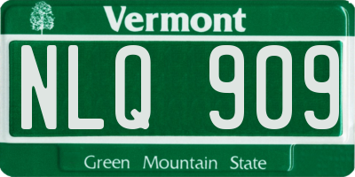 VT license plate NLQ909