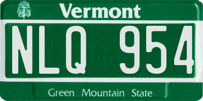 VT license plate NLQ954
