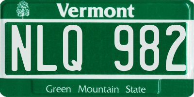 VT license plate NLQ982