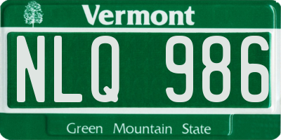 VT license plate NLQ986