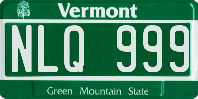 VT license plate NLQ999