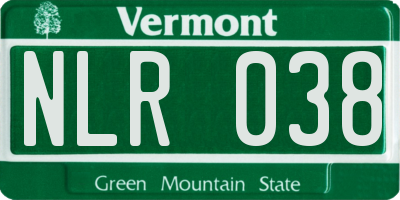 VT license plate NLR038