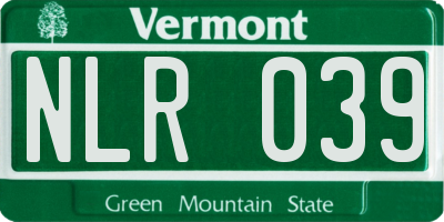 VT license plate NLR039