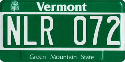 VT license plate NLR072