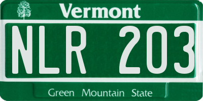VT license plate NLR203