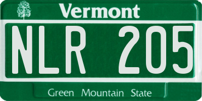 VT license plate NLR205