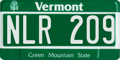 VT license plate NLR209