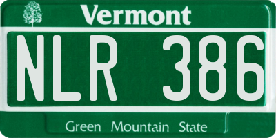 VT license plate NLR386
