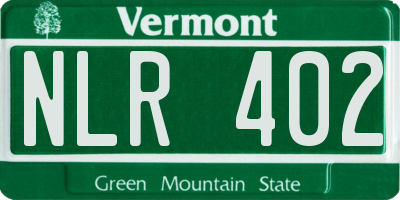 VT license plate NLR402