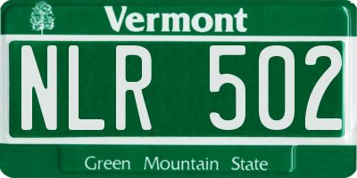 VT license plate NLR502